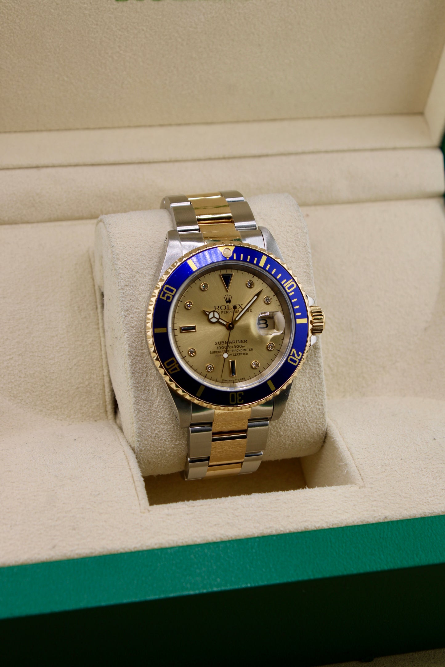 Rolex Submariner Date 16613 "Champagne Serti" Box & Paper